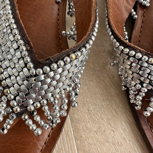 E Ferri Leather Thongs with Silver Beading - Picture 11 of 11